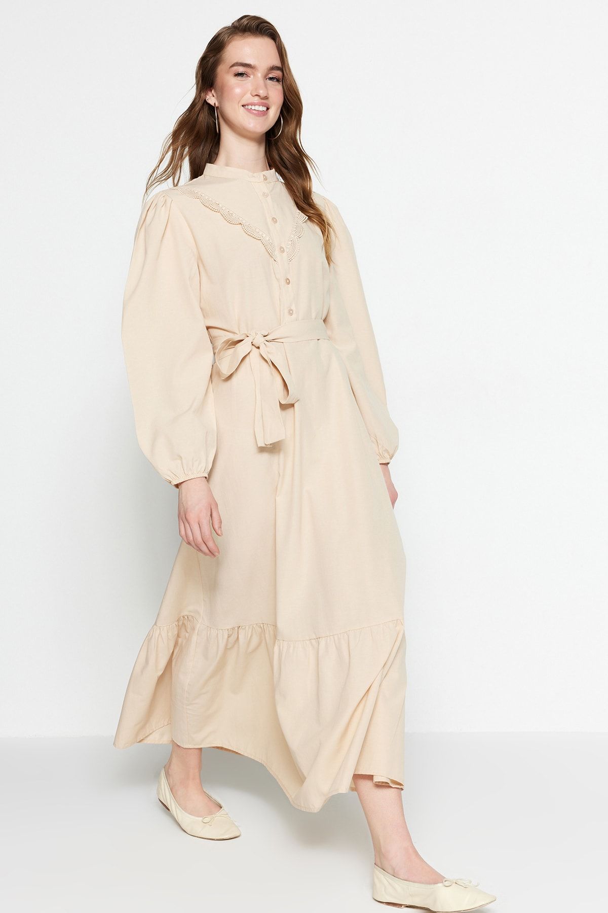 Yol shirt dress beige store