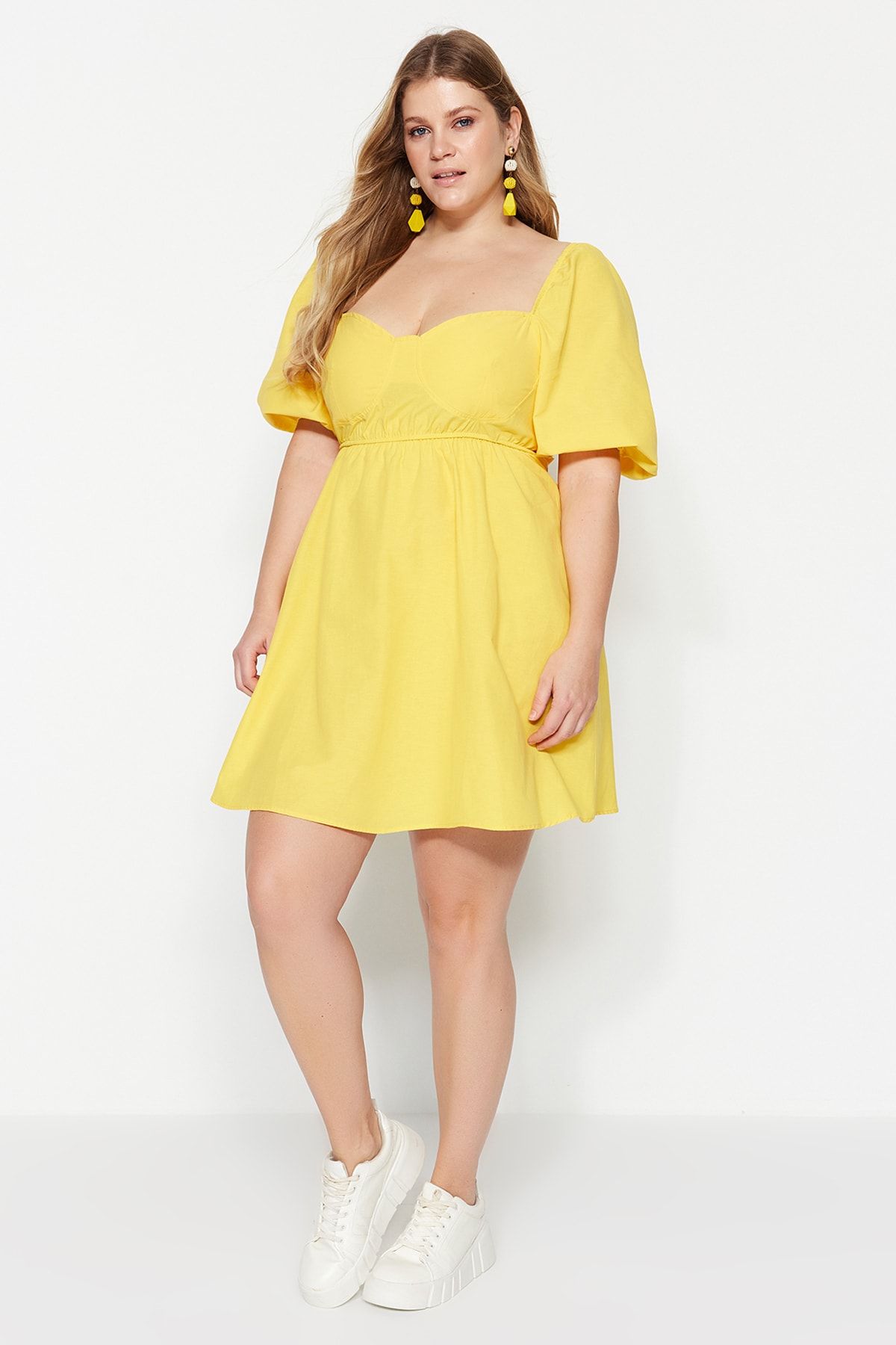 Plus size shop yellow skater dress