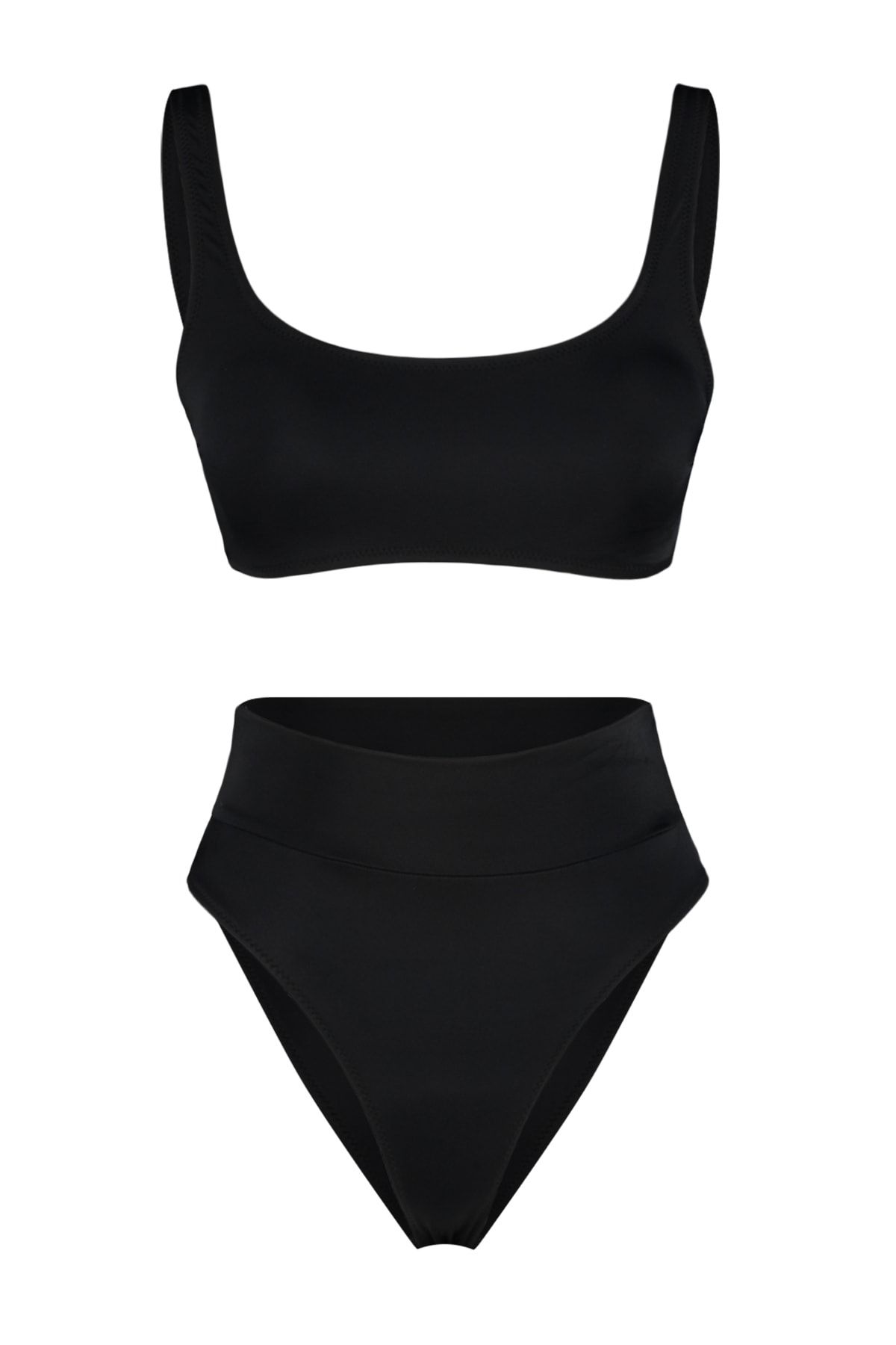 Trendyol Collection-Schwarzes Bralet-Bikiniset mit hoher Taille und hohem Beinausschnitt, reguläres Bikini-Set TBESS22BT0010 5
