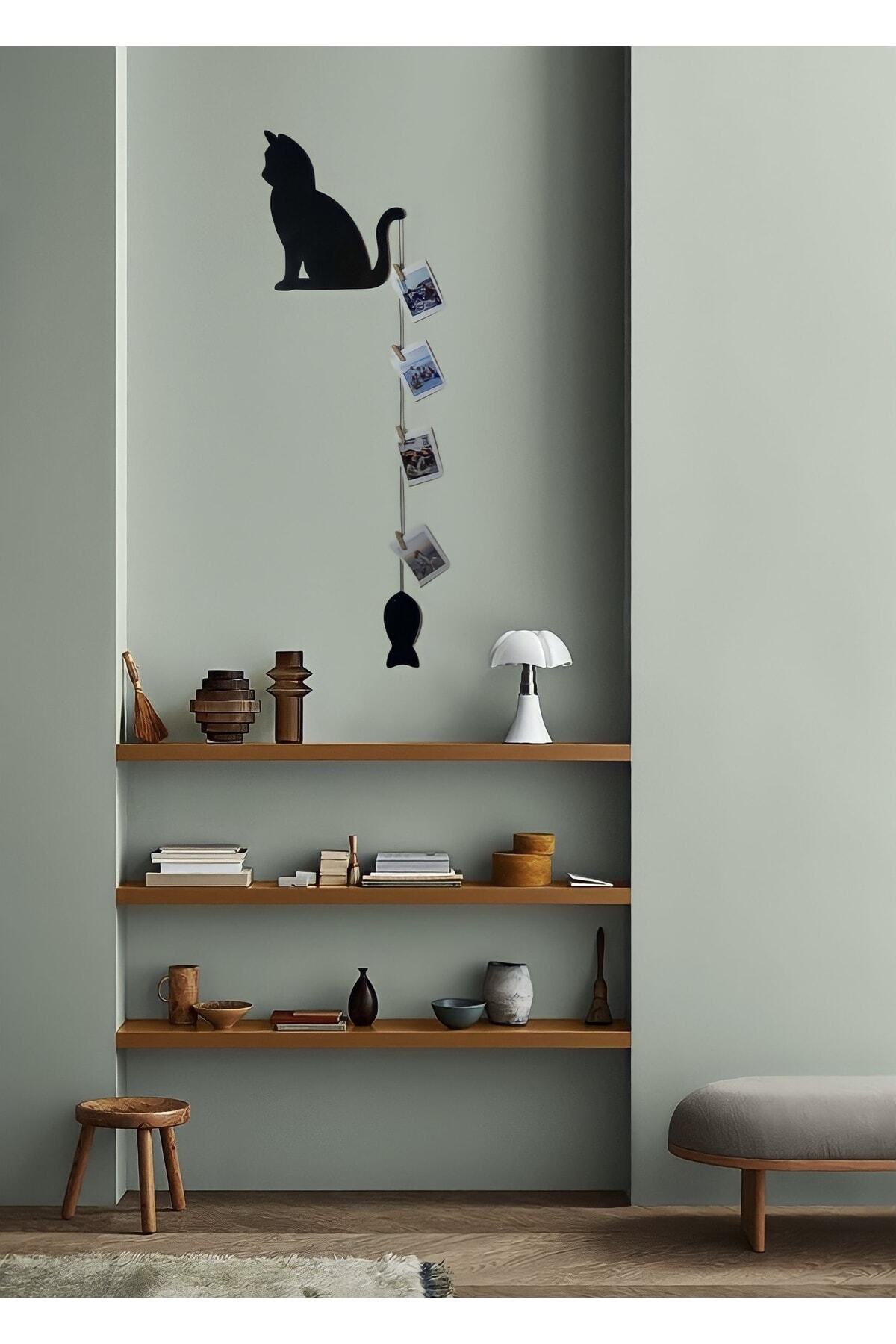 Ipli Mandallı Fotoğraf Çerçeve Oturan Kedi