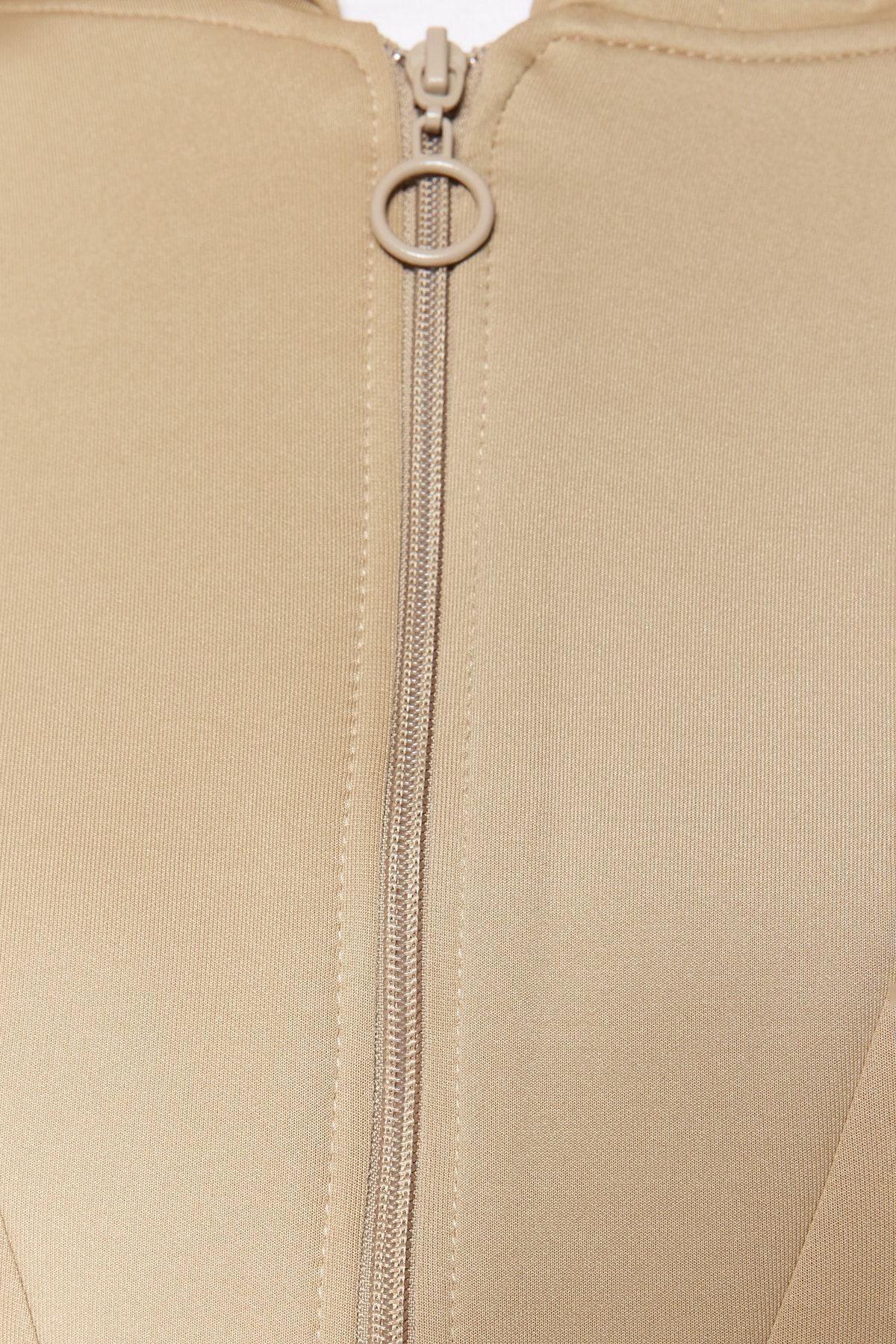 Trendyol Modest-Übergroßes Trainingsanzug-Set in Beige mit weicher Scuba-Struktur und Reißverschluss, TCTSS23EN00005 10