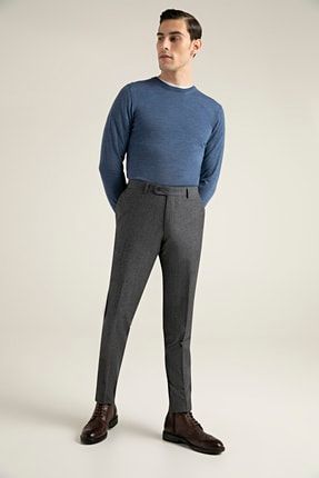 Slim Fit Antrasit Desenli Kumaş Pantolon 5DF03ML41325R