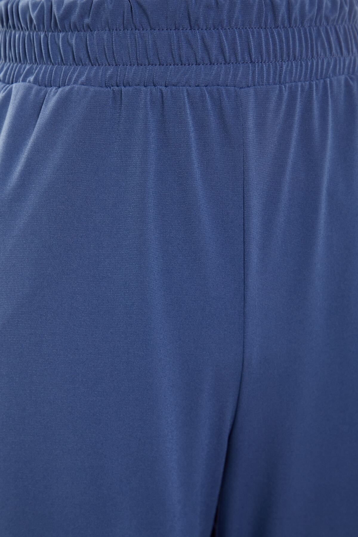 Trendyol Collection-Stretch-Strickhose mit hoher Taille und weitem Bein in Indigoblau TWOSS23PL00129 8