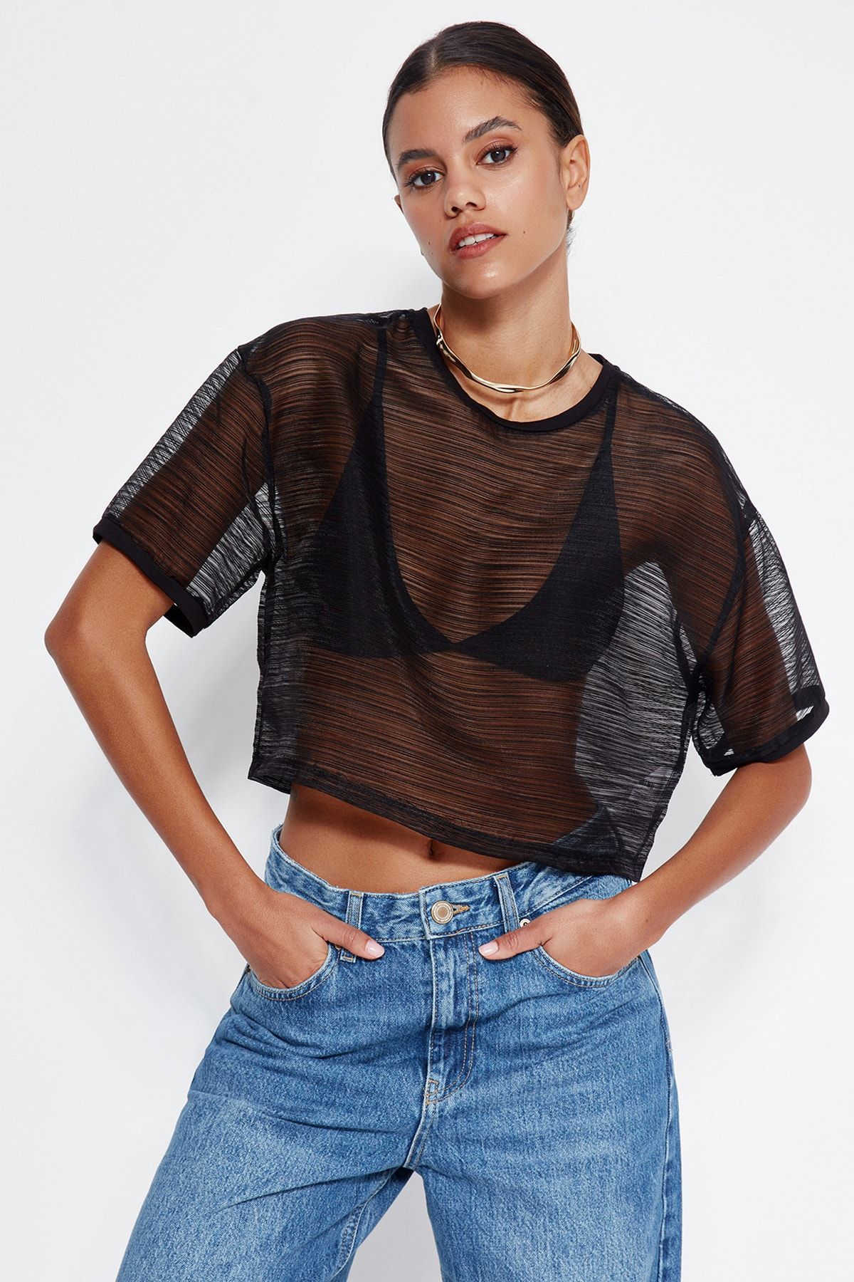 Trendyol Collection T-Shirt Schwarz Relaxed Fit