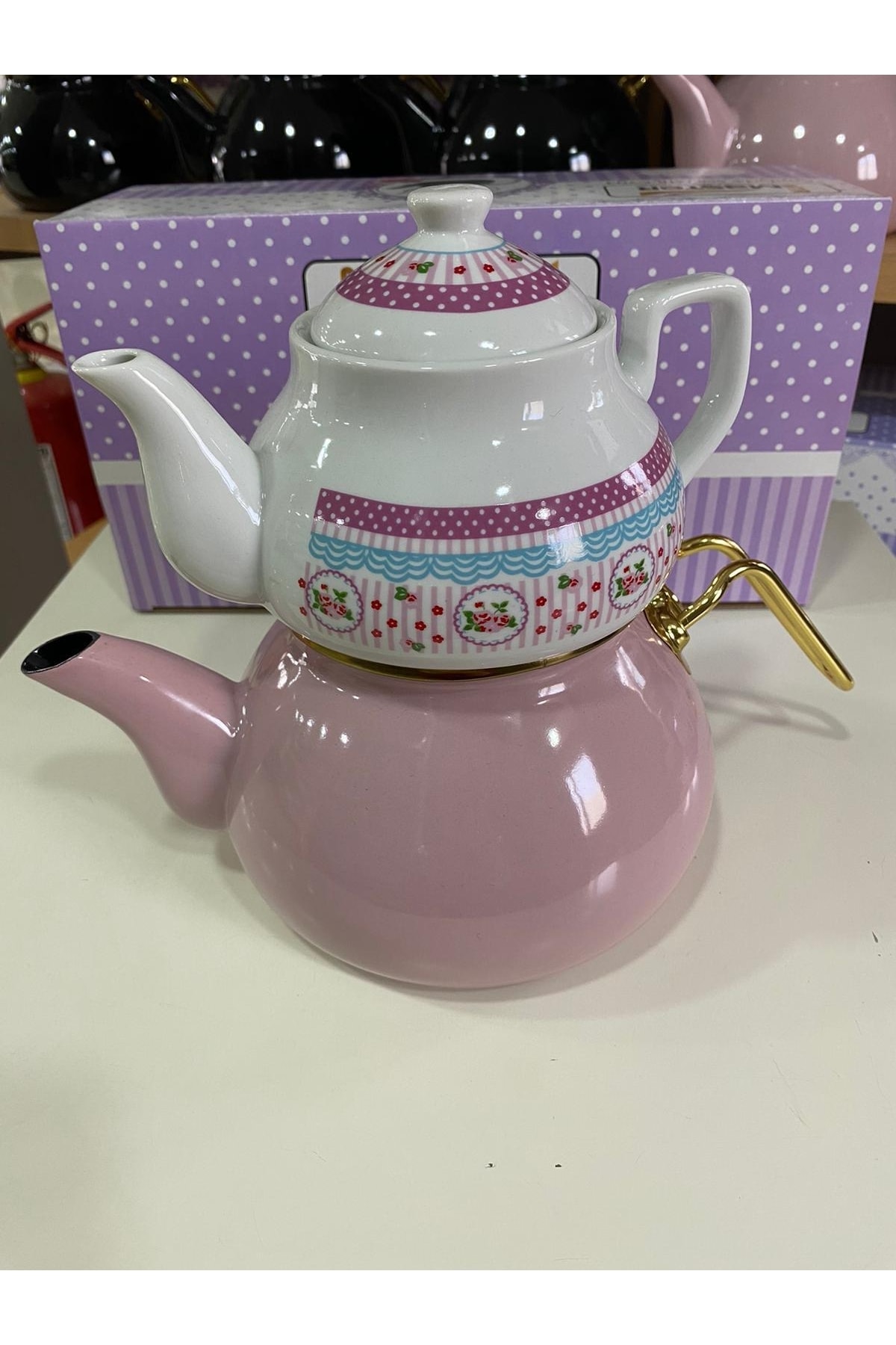 MTR Master Emaye&porselen Çaydanlık,renkli Desenli Çaydanlık Seti 564270