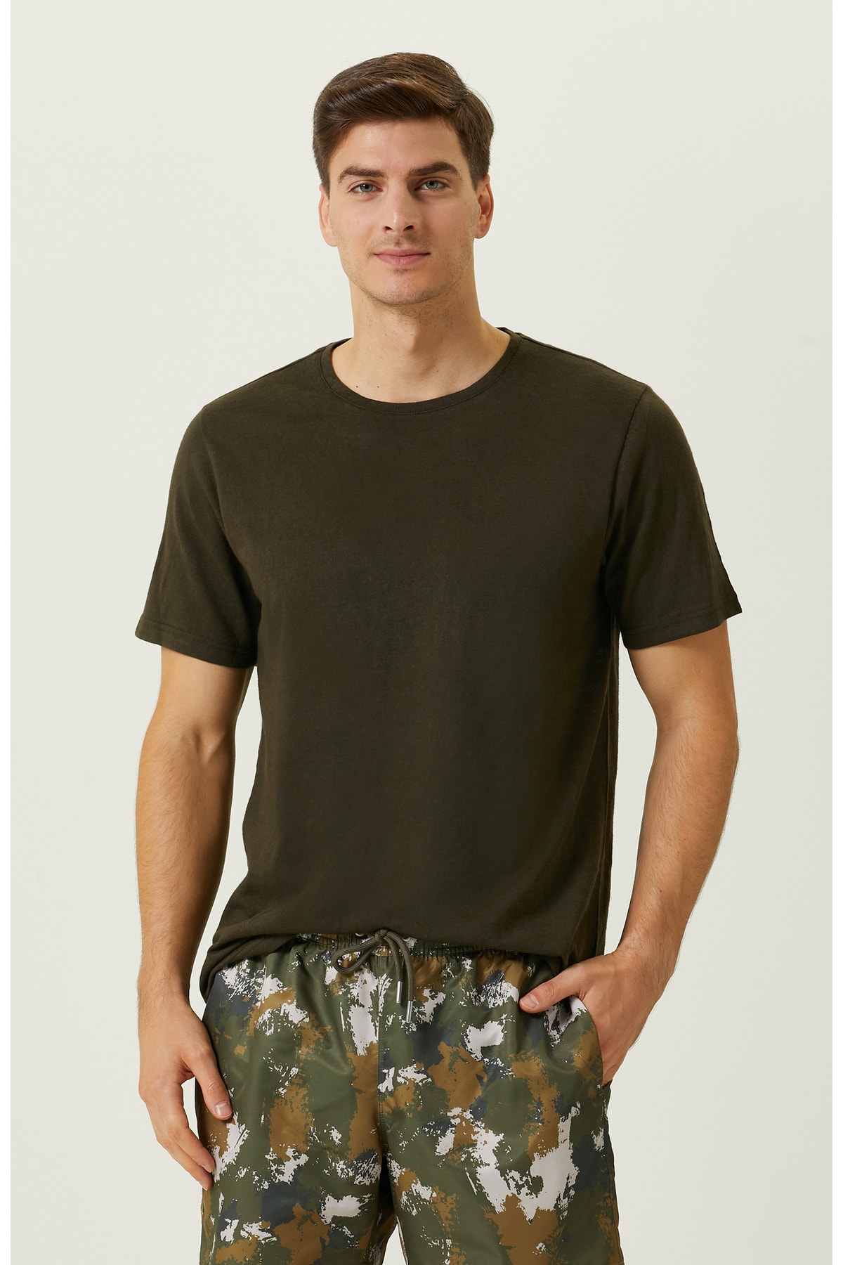 نتورک تی‌شرت یقه گرد آستین کوتاه خاکی