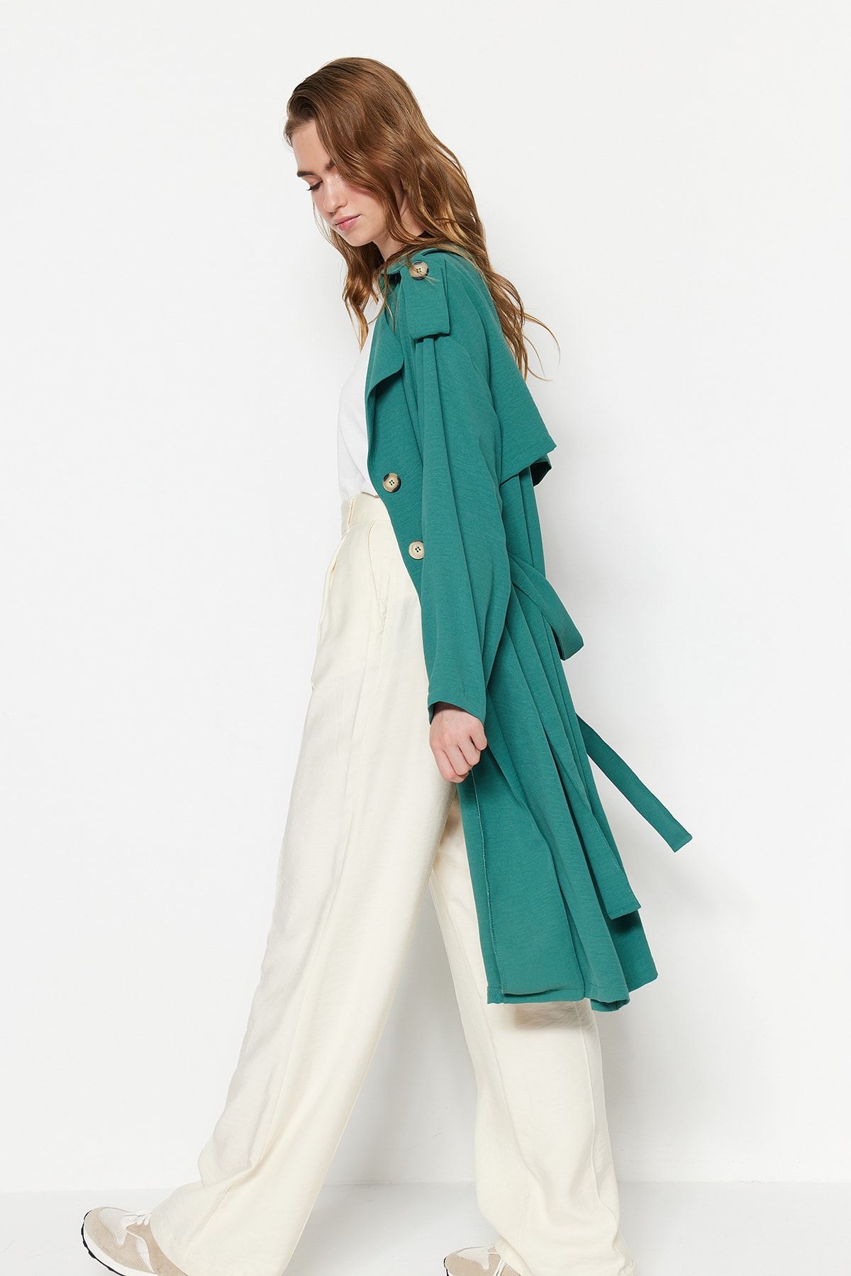 Zara green trench best sale coat