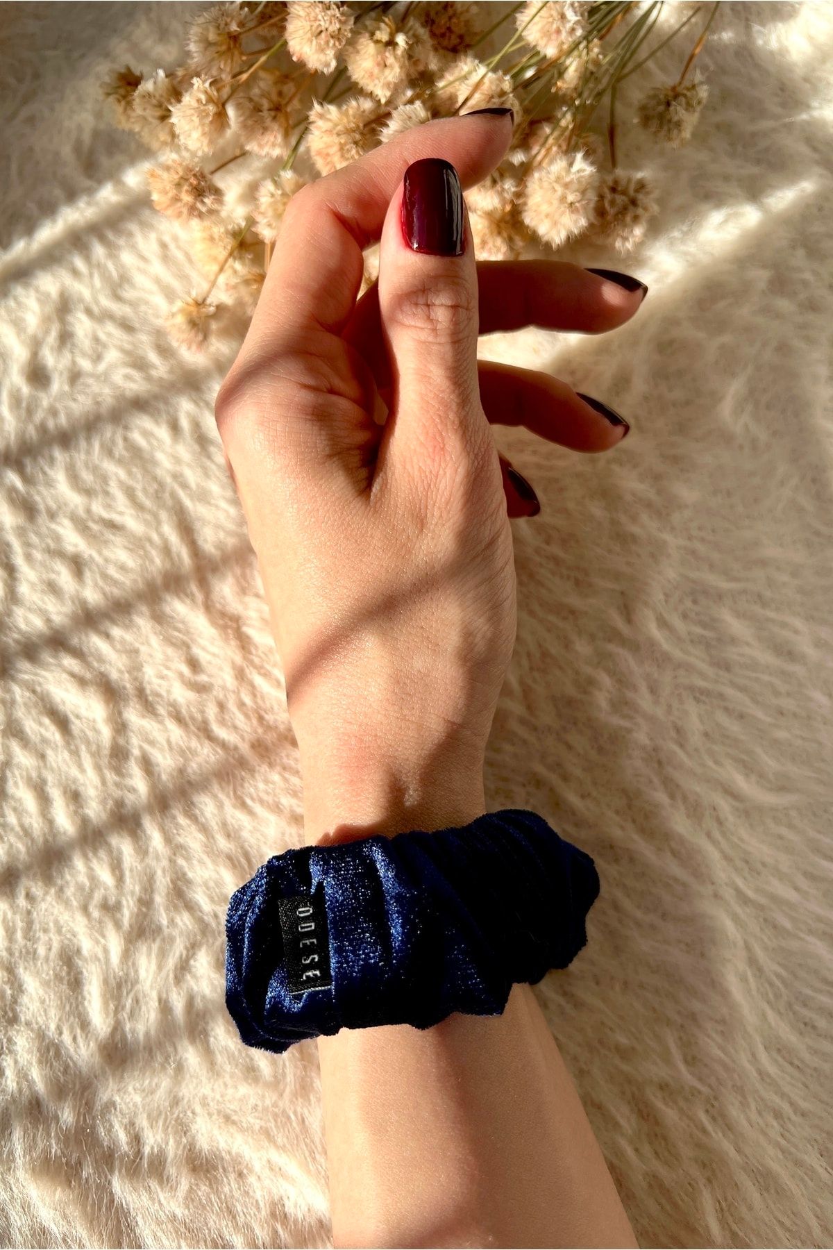 ODESE DESIGN-Handmade Velvet Hair Clip Large Size Navy Blue 2