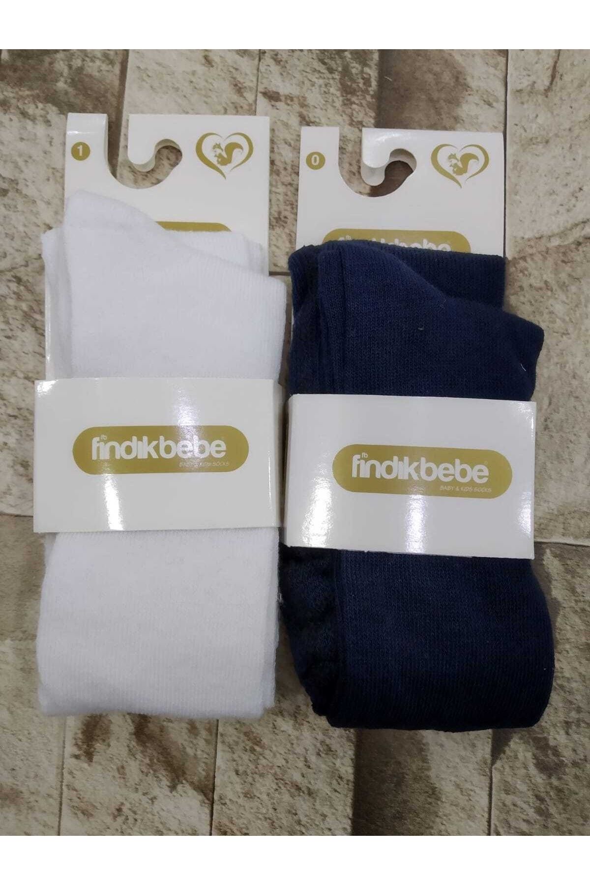 fındık bebe-Newborn Pantyhose Baby Socks White-dark blue Set of 2 1