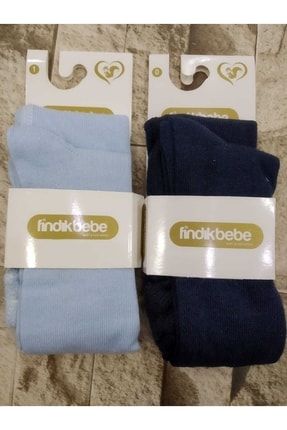 Yenidoğan Külotlu Bebe Çorabı Mavi-siyah 2'li Set FINDIKBEBE2'Lİ