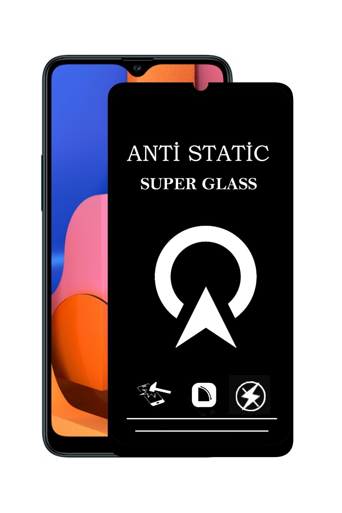 Samsung Galaxy A20s Tam Kaplayan Anti Statik Çizilmez Safir Ekran Koruyucu Cam