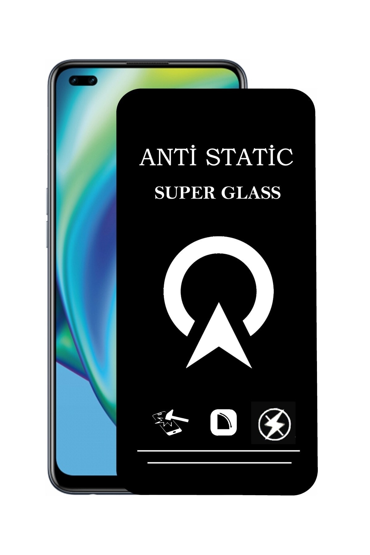 Oppo Reno 4 Lite Tam Kaplayan Anti Statik Çizilmez Safir Ekran Koruyucu Cam
