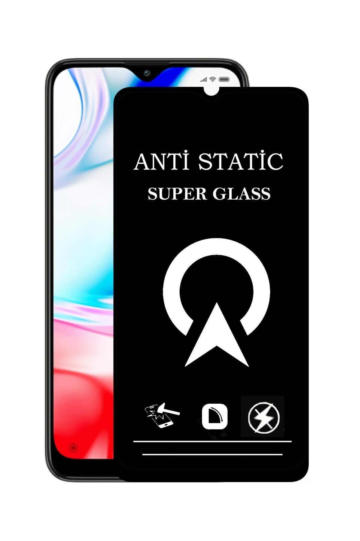 Xiaomi Redmi 8 Tam Kaplayan Anti Statik Çizilmez Safir Ekran Koruyucu Cam