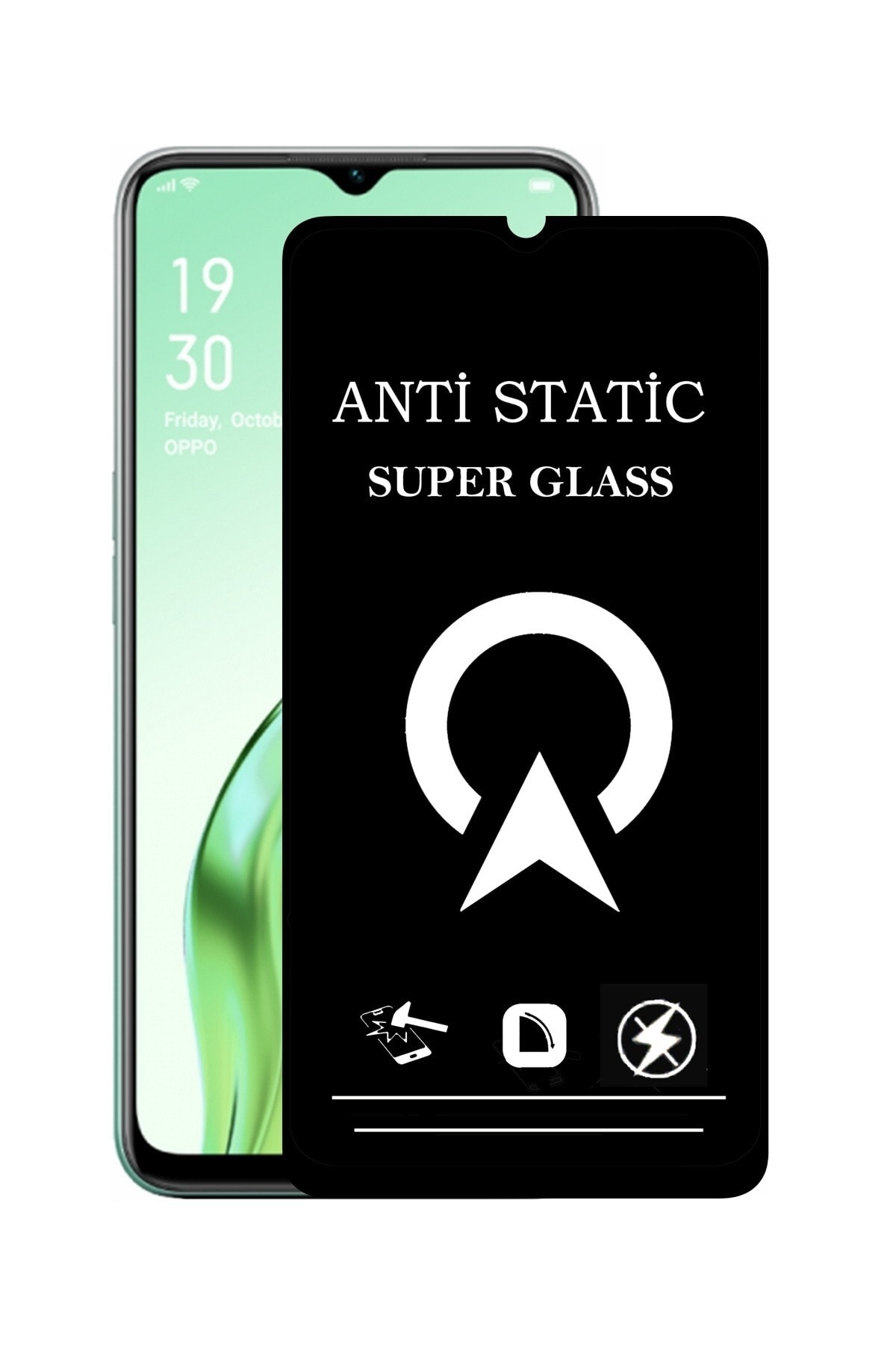 Oppo A15s Tam Kaplayan Anti Statik Çizilmez Safir Ekran Koruyucu Cam