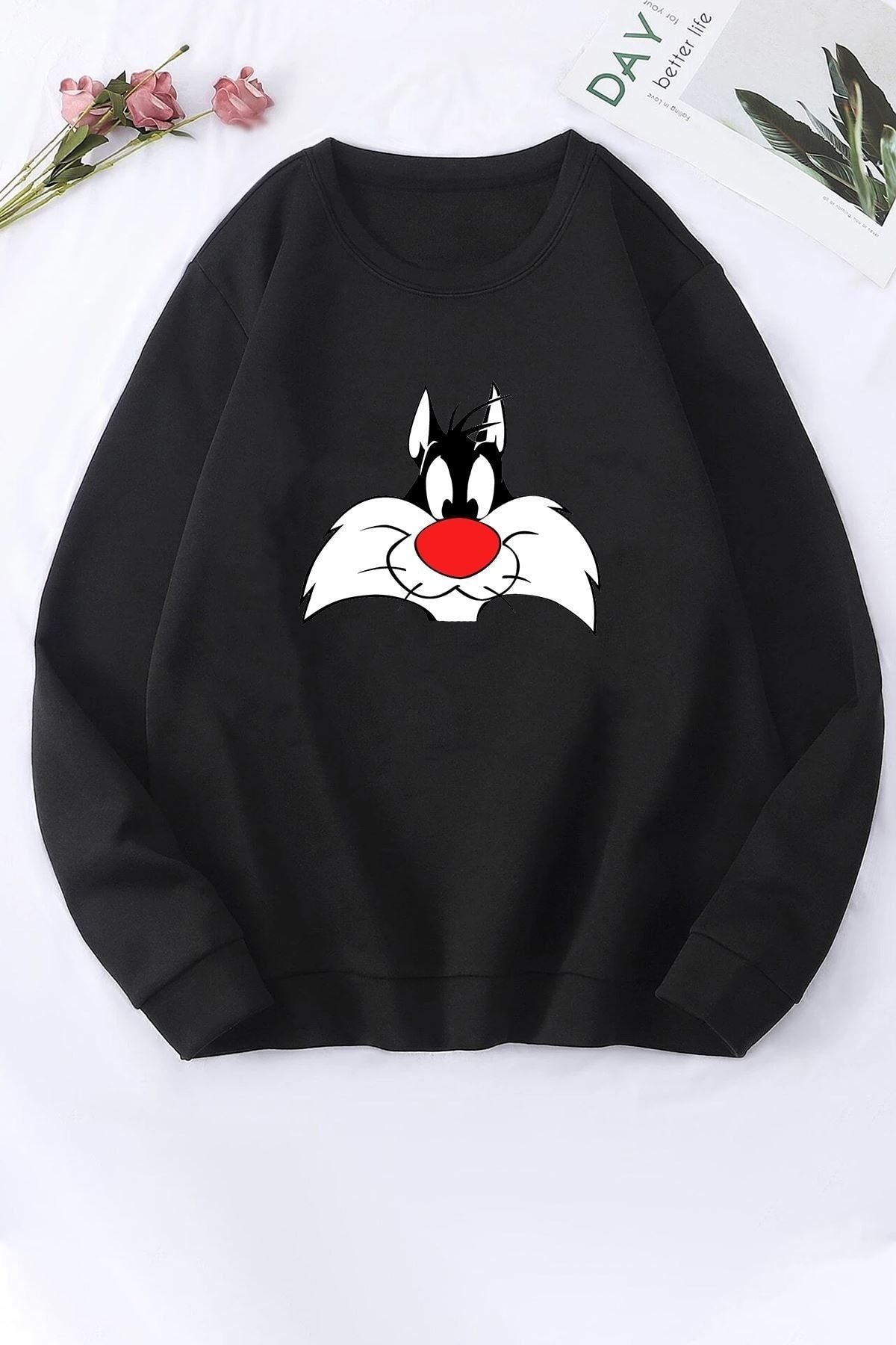 uyguntarz Unisex Sylvester Printed Crew Neck Sweatshirt Trendyol