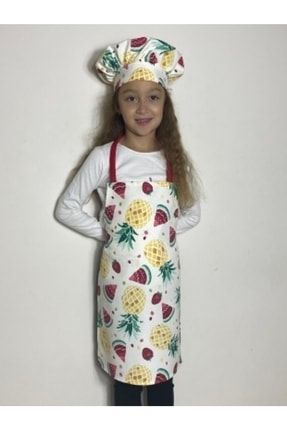 Duck Ananas Çocuk Chef Şapkalı Mutfak Önlüğü DAÇ1066
