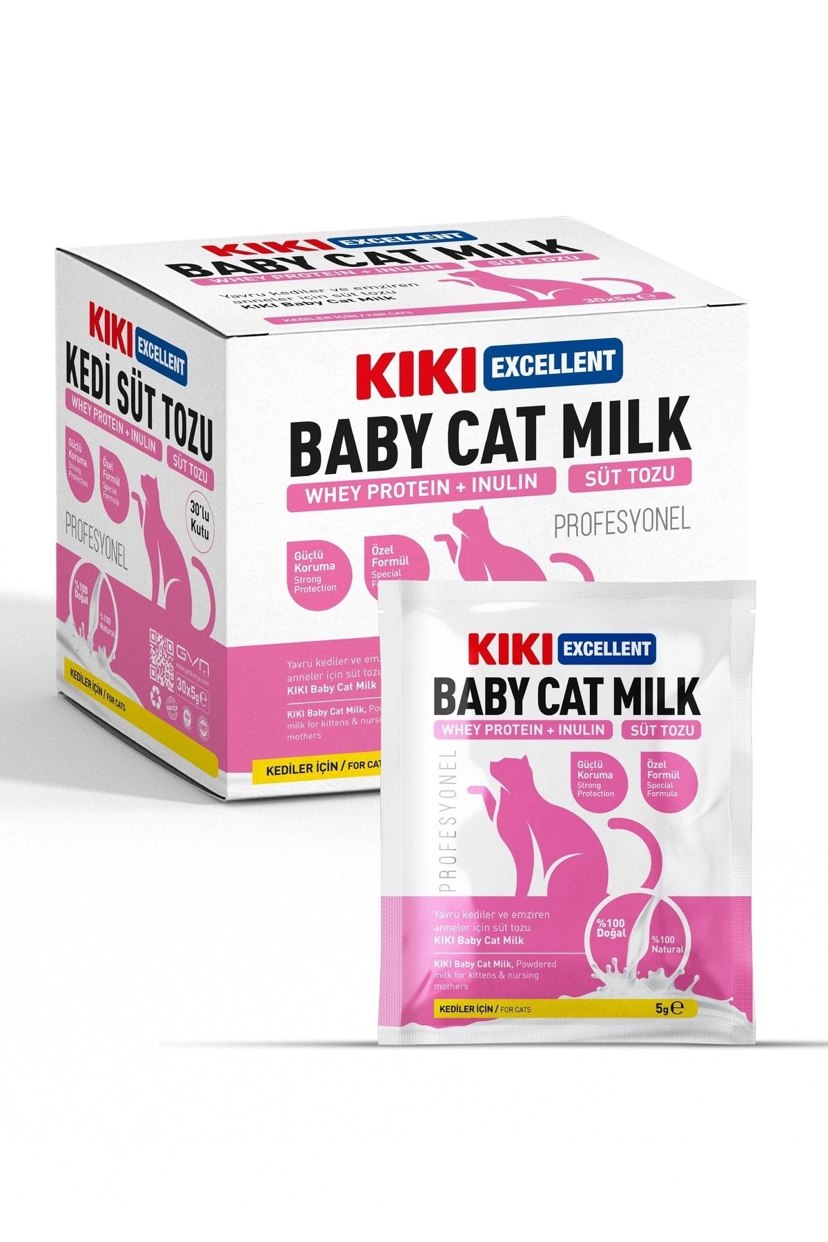 Kıkı Excellent Kedi Süt Tozu Saşe - Yavru Kedi Süt Tozu - (WHEY PROTEİN İNULİN) 30x5gr. (KUTU)