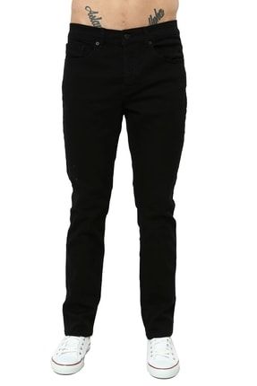 Erkek Siyah Yüksel Bel Bol Kesim Boru Paça Kot Pantolon Regular Fit Jean - C336