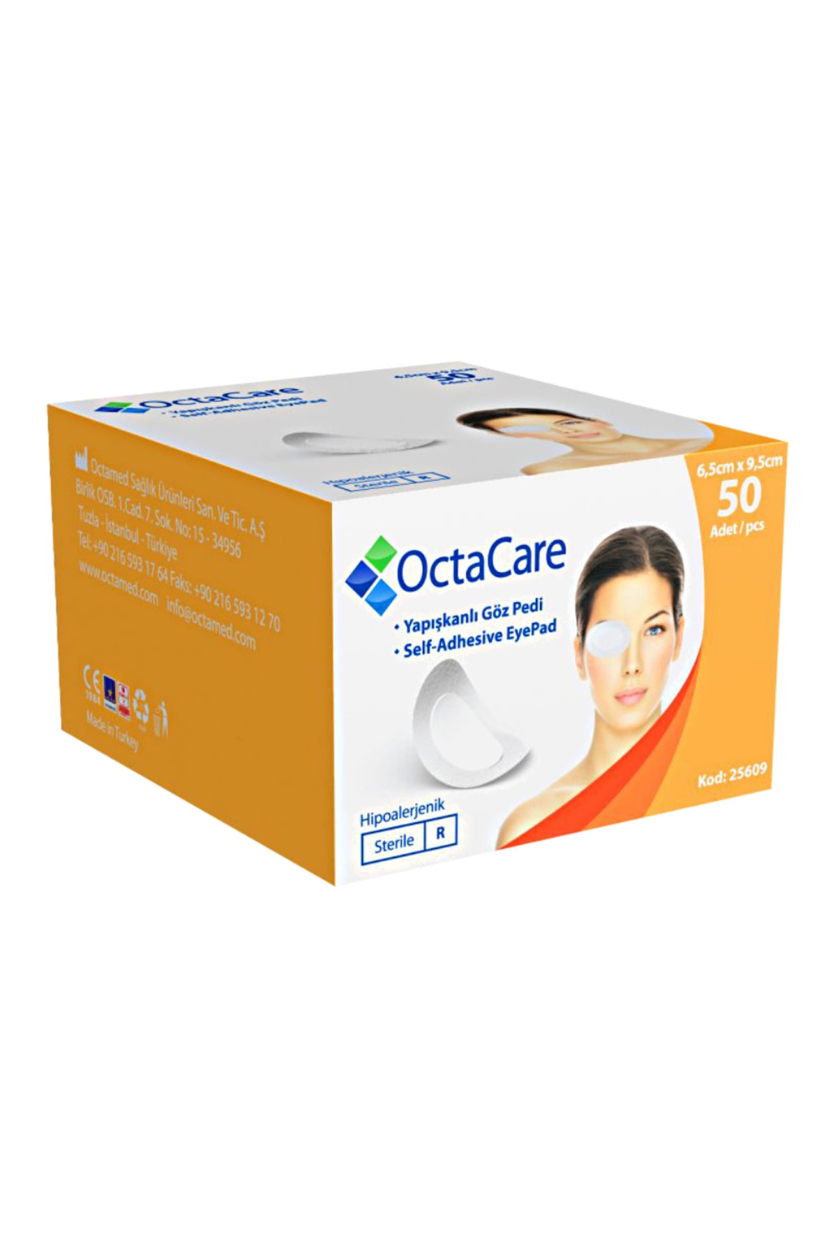 Octacare Steril Göz Pedi 6.5cm X 9.5 Cm 50'li - 1 Kutu Tekli Paketlerde