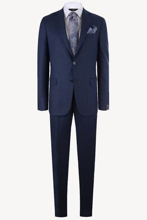Erkek Lacivert Çizgili Klasik Takım Elbise M261312M187_117