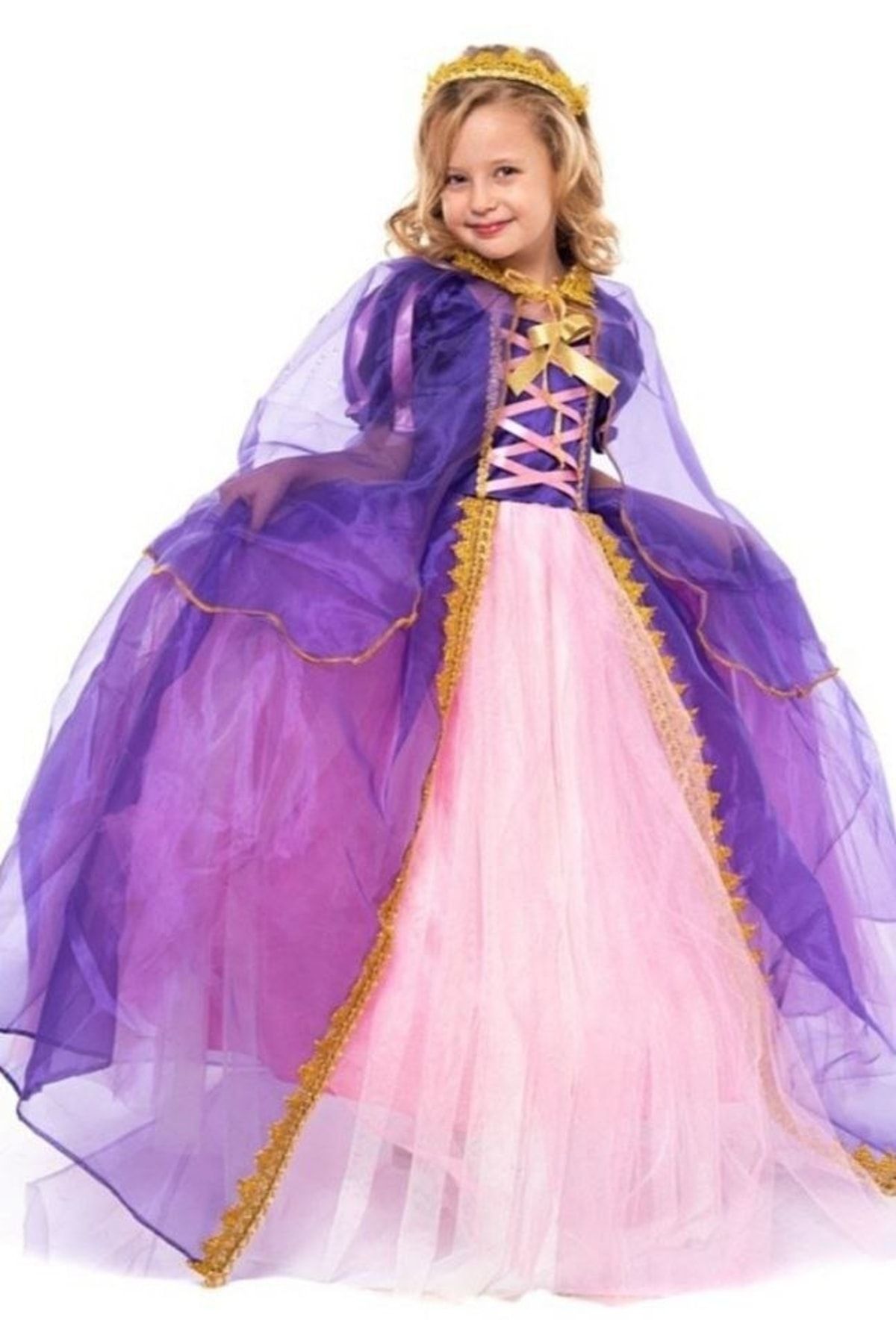 ABİYEKİDS Rapunzel Kostüm Tarlatanlı Pelerinli Aby740 ABY740