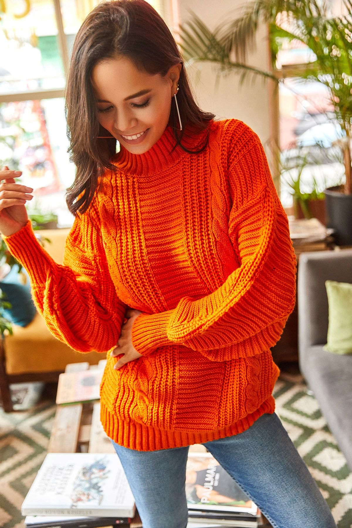 Oversized orange hotsell turtleneck sweater