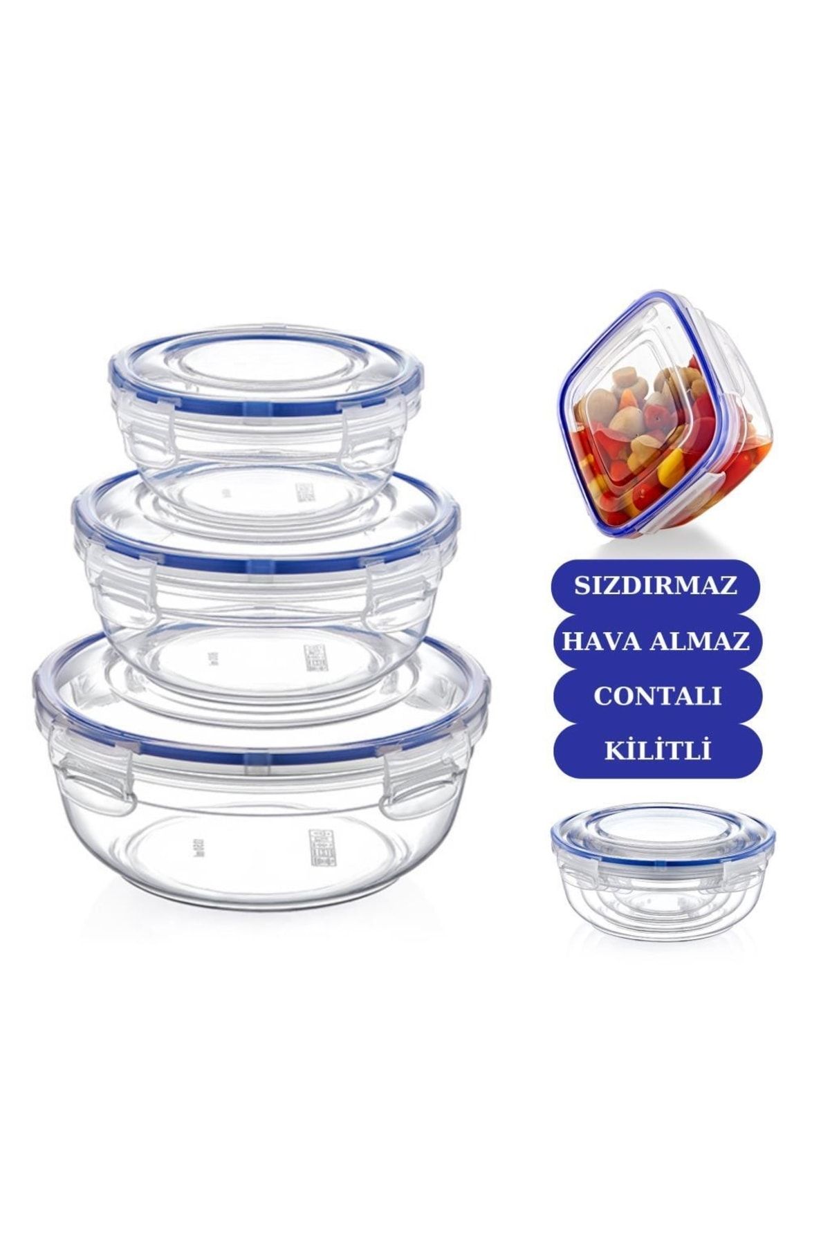 Flosoft-Sealed Leak Proof Airtight Round Storage Container Set of 3 (400ml,800ml,1350ml) 2
