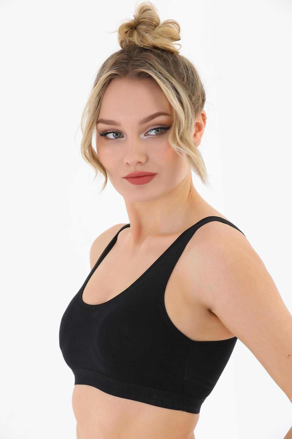 SEBOTEKS-Sutien sport bustier căptușit din bumbac pieptănat Sb777 3