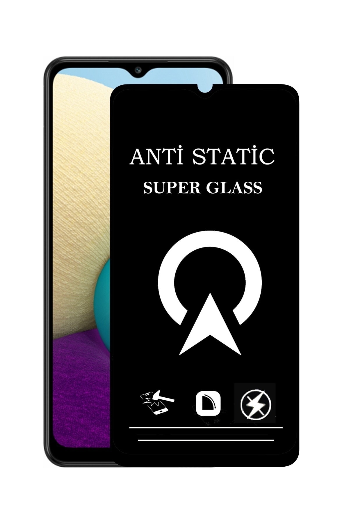 Samsung Galaxy A02 Tam Kaplayan Anti Statik Çizilmez Safir Ekran Koruyucu Cam