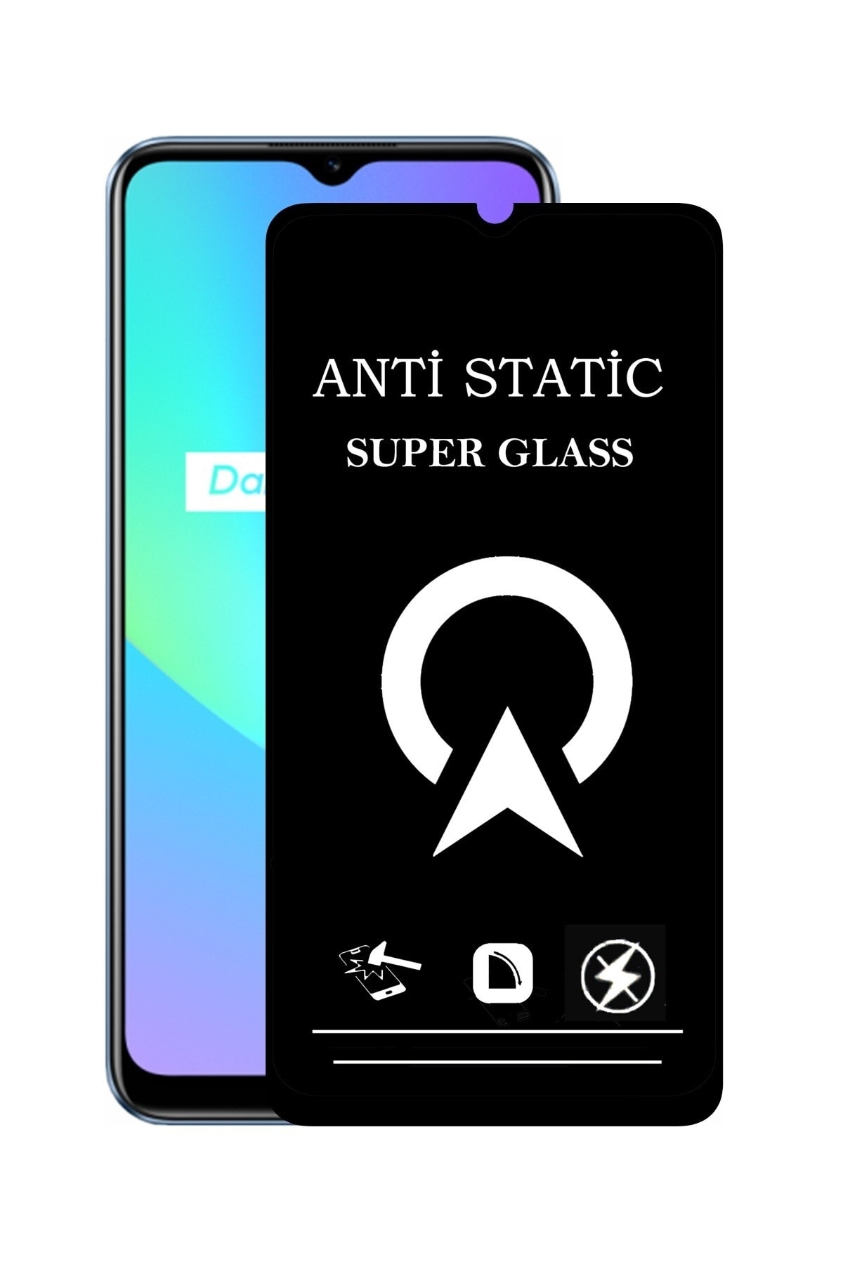 Realme C25S Tam Kaplayan Anti Statik Çizilmez Safir Ekran Koruyucu Cam