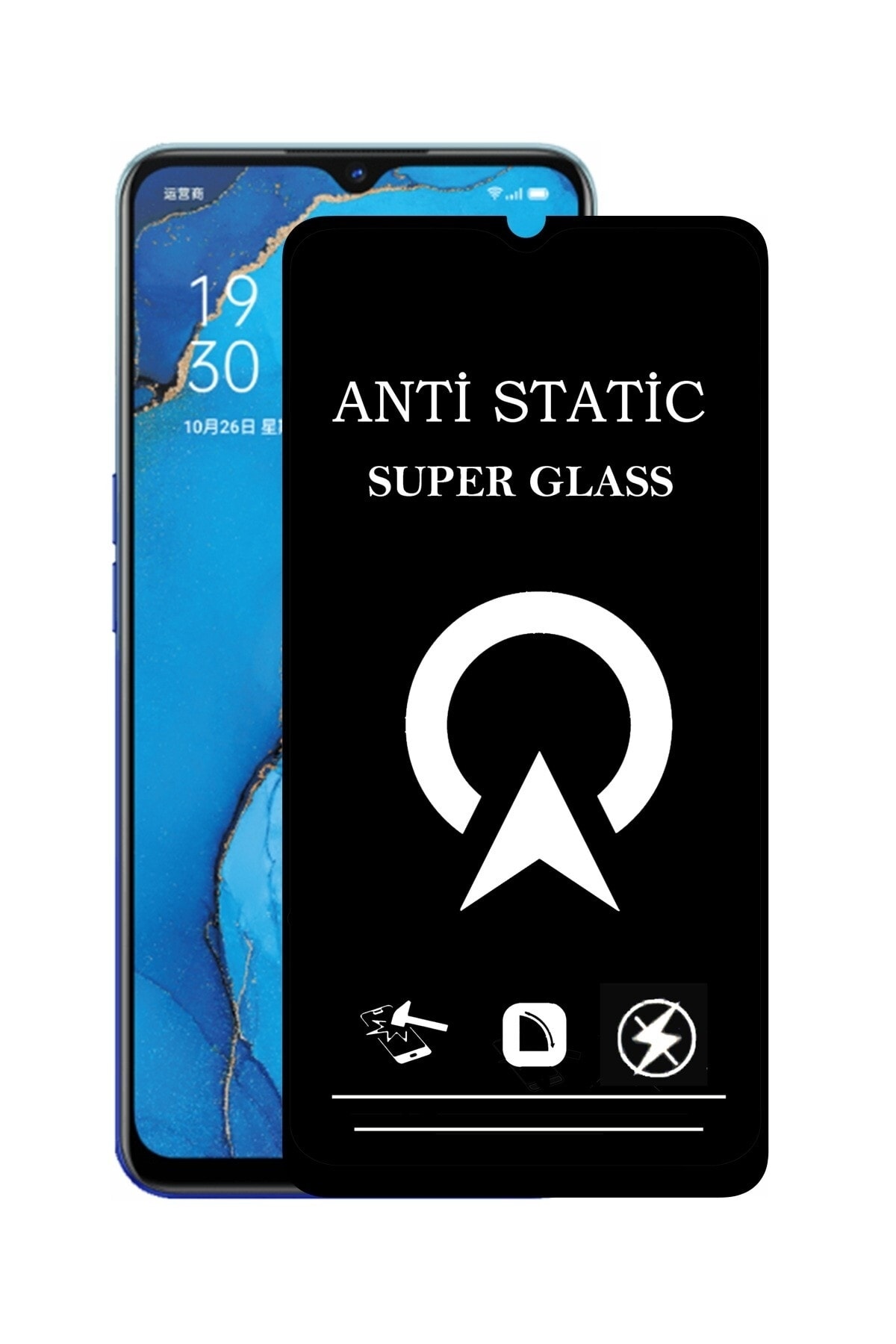 Oppo Reno 3 Tam Kaplayan Anti Statik Çizilmez Safir Ekran Koruyucu Cam