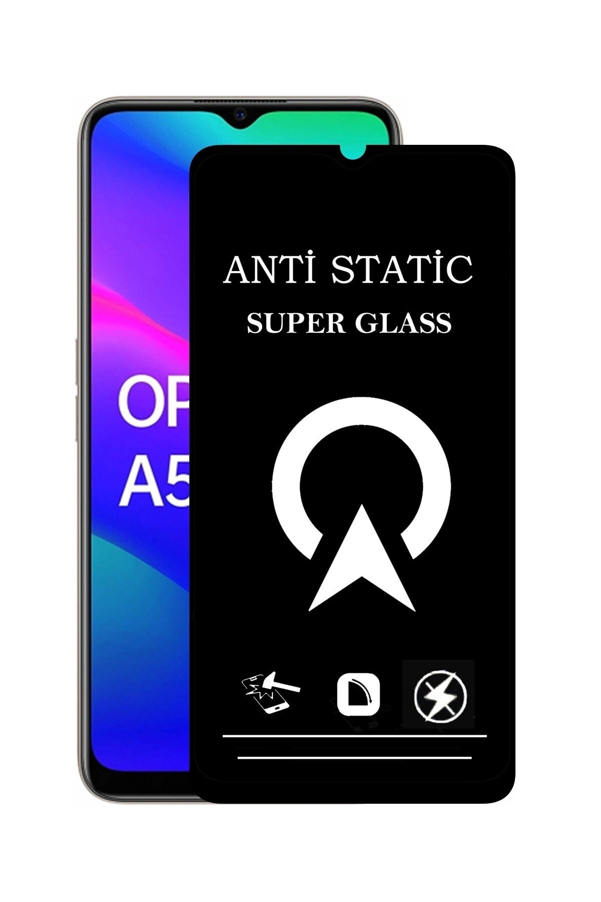 Oppo A5 2020 Tam Kaplayan Anti Statik Çizilmez Safir Ekran Koruyucu Cam