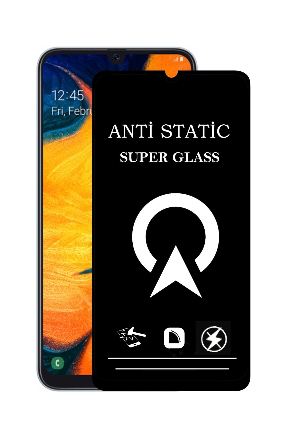 Samsung Galaxy A30 Tam Kaplayan Anti Statik Çizilmez Safir Ekran Koruyucu Cam