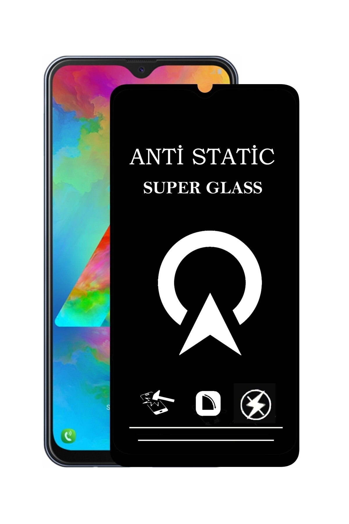 Samsung Galaxy M20 Tam Kaplayan Anti Statik Çizilmez Safir Ekran Koruyucu Cam