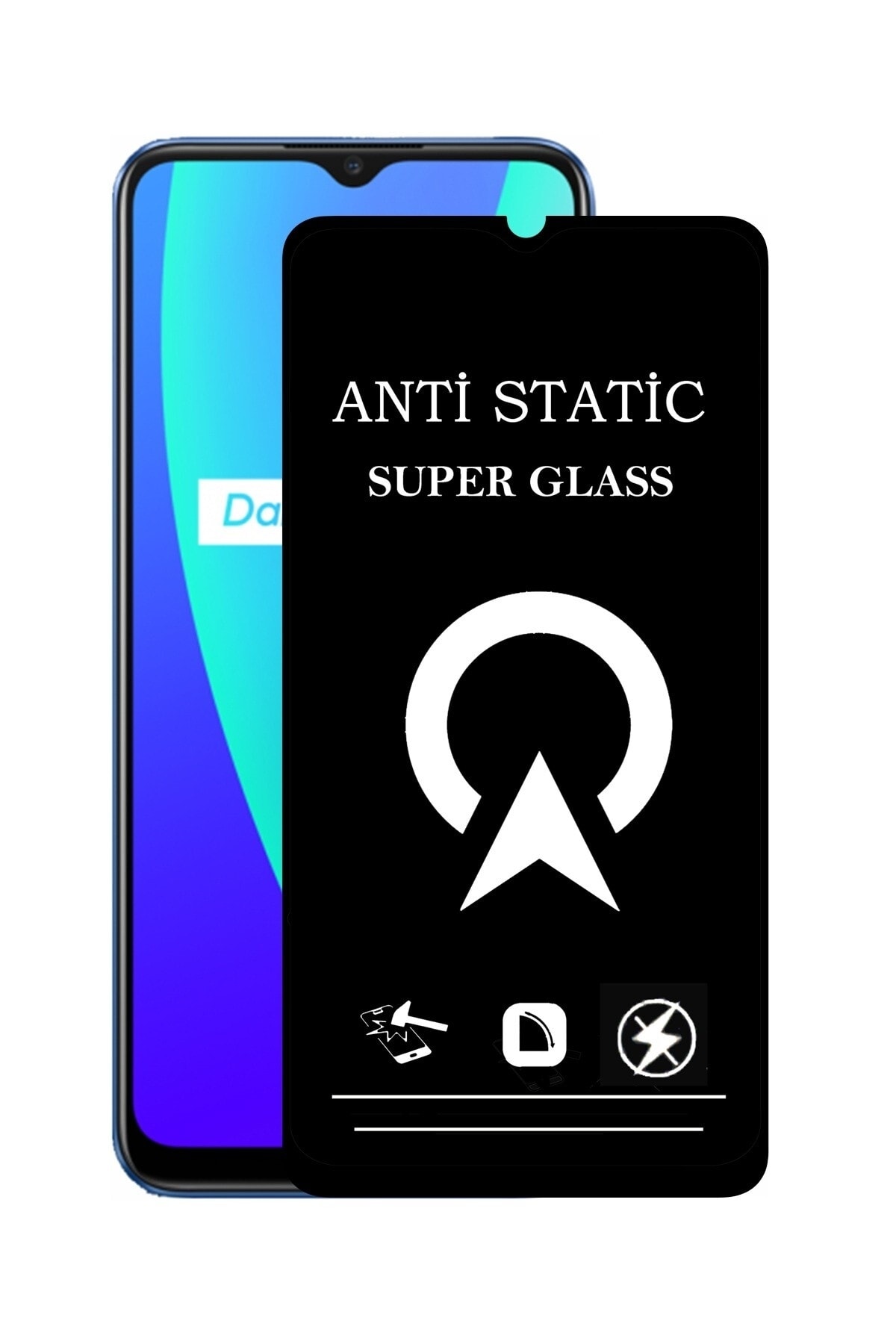 Realme C15 Tam Kaplayan Anti Statik Çizilmez Safir Ekran Koruyucu Cam