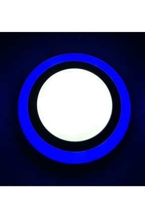 Çift Renkli 12+4 W Led Panel Sıva Üstü Yuvarlak Spot Armatür Mavi - Beyaz rngrnkledysu