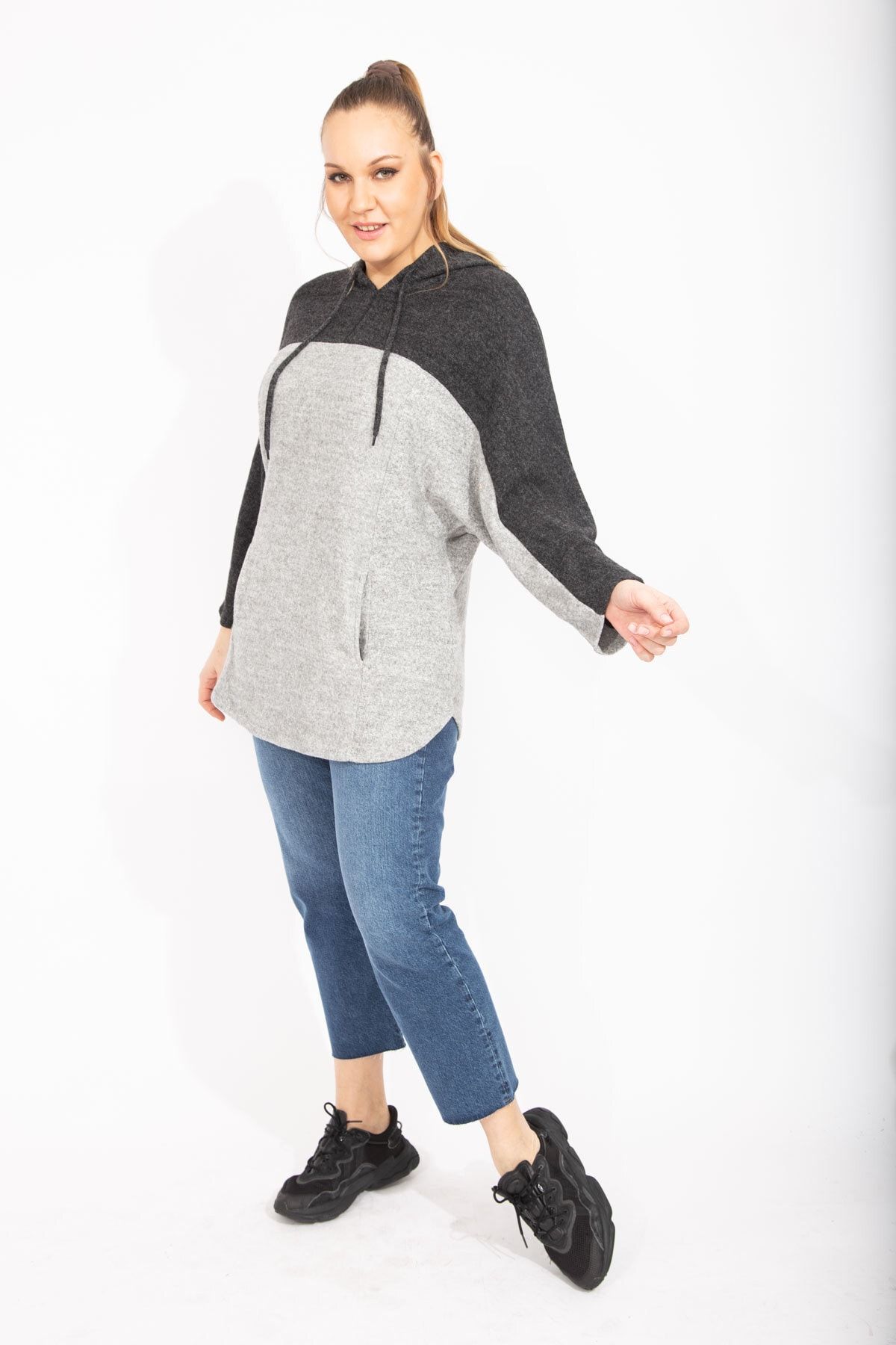 Şans Große Größen in Sweatshirt Grau Regular Fit Fast ausverkauft XN9422