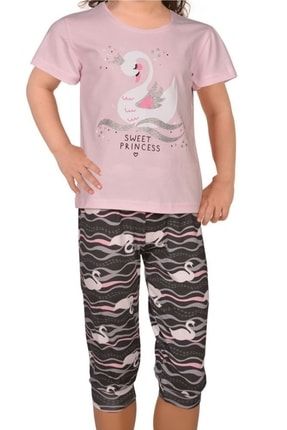 Pembe Kız Çocuk Kısa Kol Kapri Pijama Takımı 85321