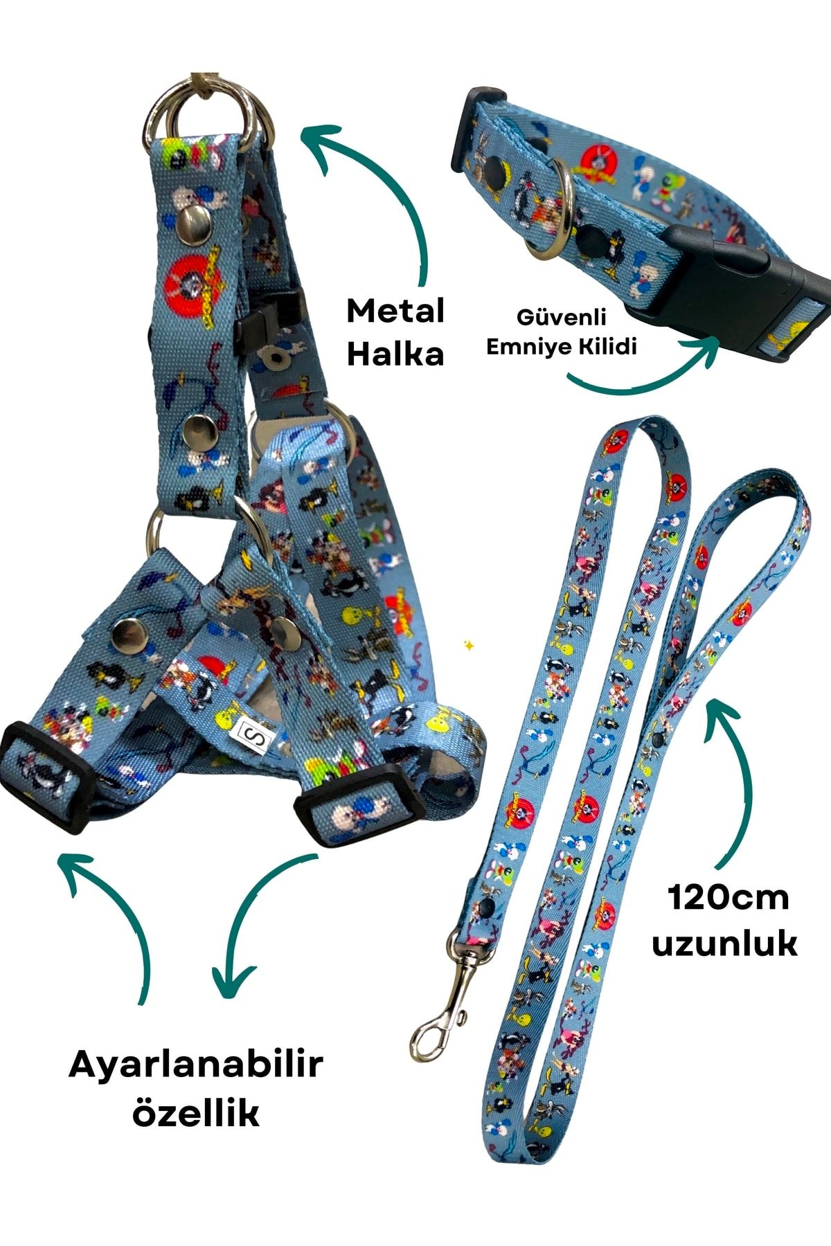 Angelapets Orta Irk Komple Tasma Seti Looney Medıum Beden