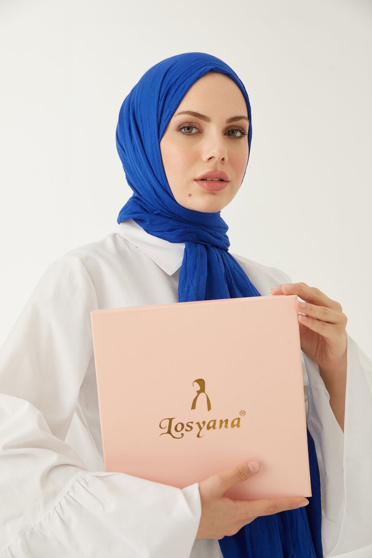 FRESCO SCARFS-Women's Hijab Bamboo Scarf Shawl * Saks Blue 4
