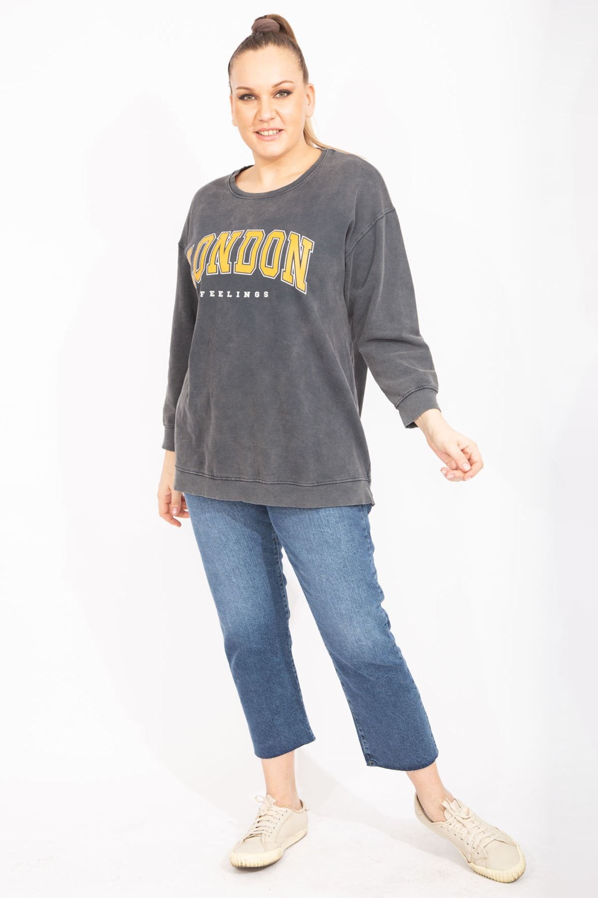 Şans Große Größen in Sweatshirt Grau Regular Fit Fast ausverkauft