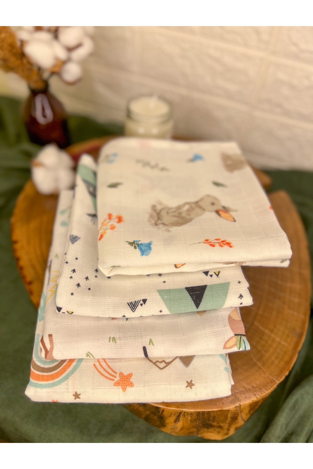 deva design %100 Pamuk Kumaştan Müslin Bebek Örtü & Bebek Battaniyesi 80*100 fotoğrafı 4 (önizleme)