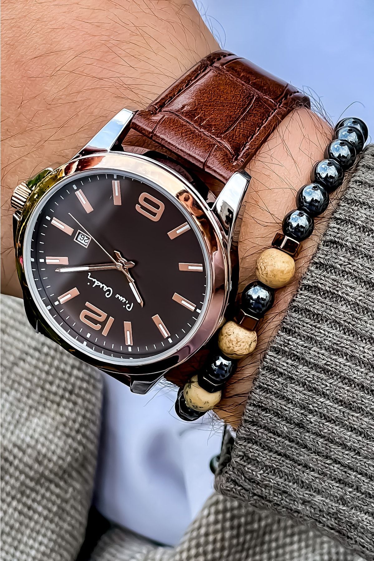Pierre Cardin Brand Original Leather Strap Men s Wristwatch 2 Years Warranty Waterproof bracelet