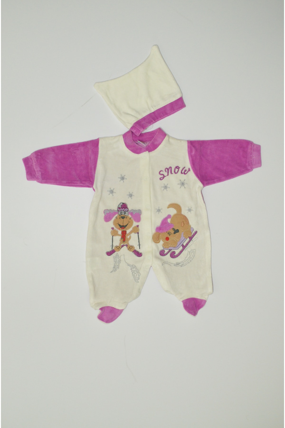 Baby Slon Kids Clup Mevsimlik Kadife Kayakçı Köpekli Tulum