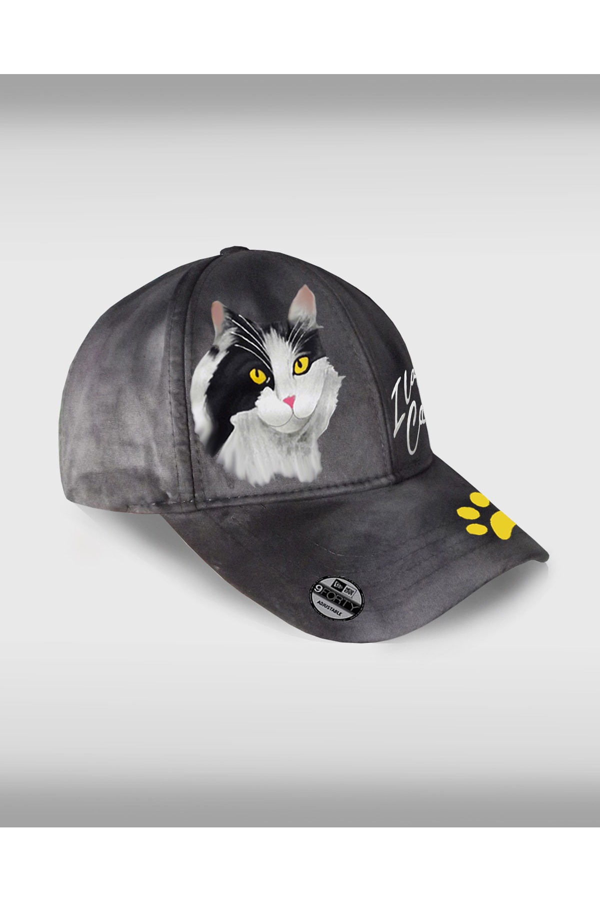 Thetshirtart Smokin Kedili Tasarım Airbrush Eskitme Şapka(kedi Baskılı)