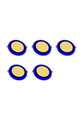 5 Adet Çift Renk 16w(12+4) 3000k Mavi-gün Işığı(sarı) Sıva Altı Yuvarlak Led Panel Spot Armatür rngrnkldpkt00245