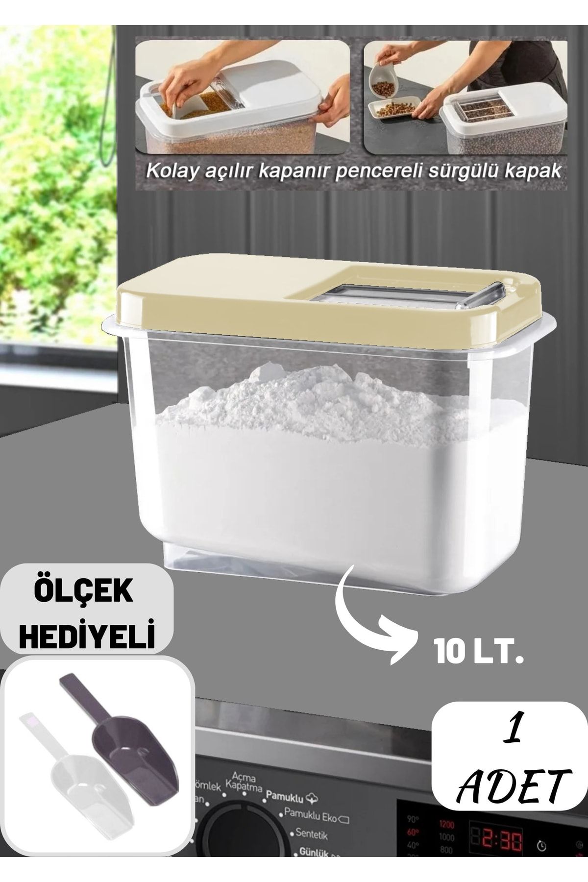 Alamut Home-Multibox 10 Lt Easy Sliding Lid Multi-Purpose Food Pulses Vs Storage Container Laundry Detergent Container 1