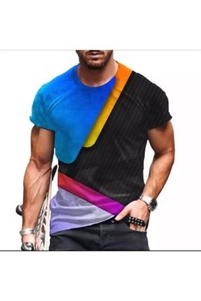 - Erkek Parçalı Renkli Dijital Baskılı Yeni Sezon T-shirt T-04