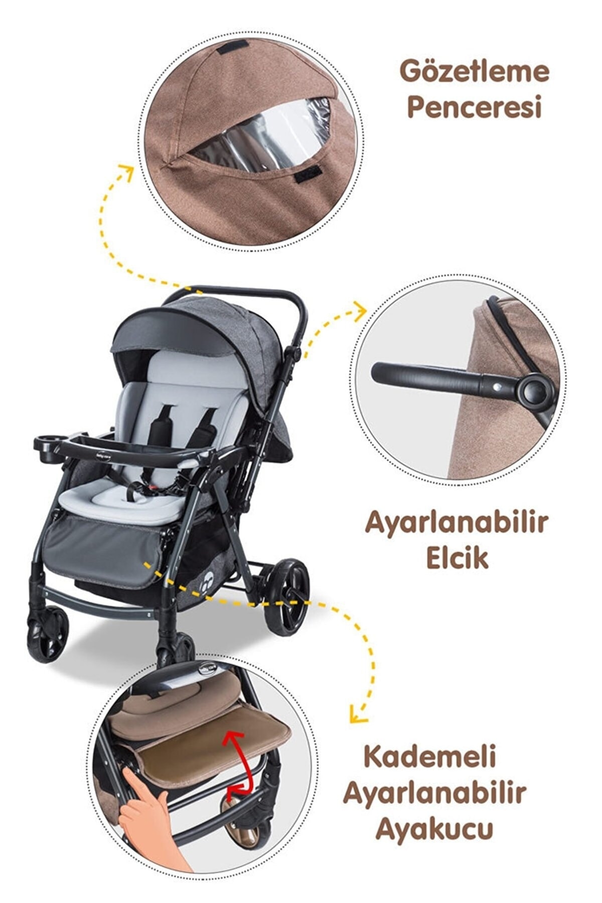 Baby Care Çift Yönlü Alüminyum Kalın Iskelet Bebek Arabası Oyuncak Hediyeli fotoğrafı 5 (önizleme)