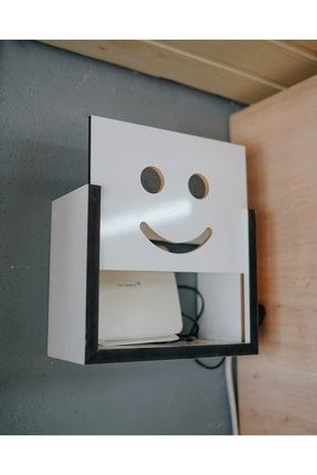 Duvar Düzenleyici Ahşap Dekoratif Beyaz Wifi Kutusu gülücükmodel
